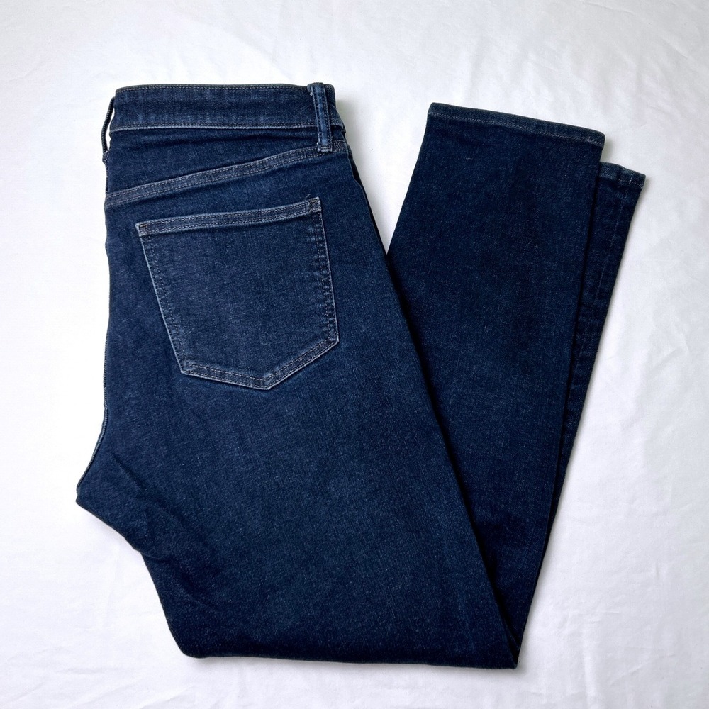 Uniqlo Mens Straight Leg Stretch Dark Wash Denim Jeans Size 34x29 Dark Blue